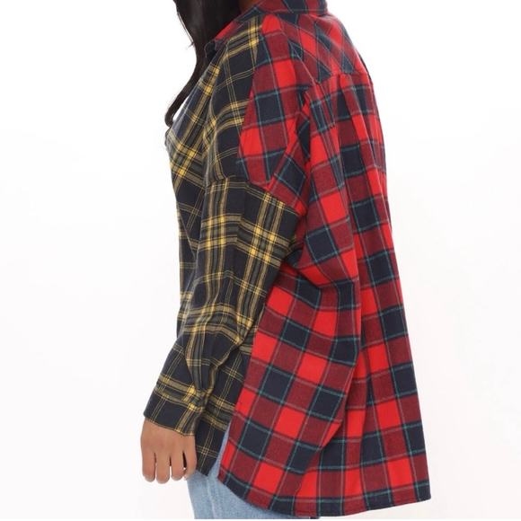 Fashion Nova plaid color block long sleeve button down - Picture 10 of 10